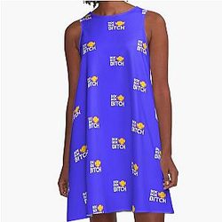 Bok Bitch - Crazy Rich Asians Design in White on Blue - A-Line Dress