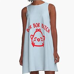 Bok Bitch - Crazy Rich Asians Chickens Text Design in Red A-Line Dress