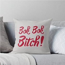 Bok Bitch - Crazy Rich Asians Text Design in Red - Chickens are Bitches Throw Pillow