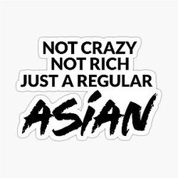Not Crazy Rich Asian-Crazy Rich Asians Design in Black Text because Chickens are Bitches Sticker