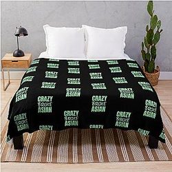 Crazy Broke Asian -  Crazy Rich Asians Design in green text Throw Blanket