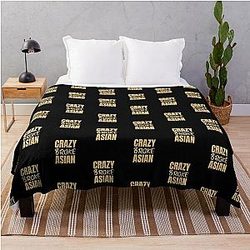 Crazy Asian - Crazy Rich Asians Design in orange text Throw Blanket