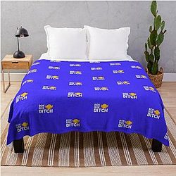 Bok Bitch - Crazy Rich Asians Design in White on Blue - because Chickens are Bitches! Throw Blanket