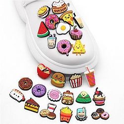 Cute jibz 1pcs cartoon food drink DIY croc shoe charms Funny garden Accessories