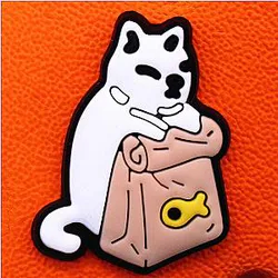 Ghibli Crocs Charms – White Cat Accessories PVC Crocs Charm