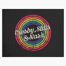 Crosby Stills Nash T-ShirtCrosby , Stills & Nash - Retro Rainbow Faded-Style Jigsaw Puzzle