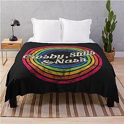 Crosby Stills Nash T-ShirtCrosby , Stills & Nash - Retro Rainbow Faded-Style Throw Blanket