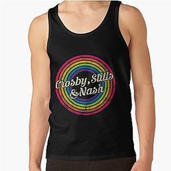 Crosby Stills Nash T-ShirtCrosby , Stills & Nash - Retro Rainbow Faded-Style Tank Top