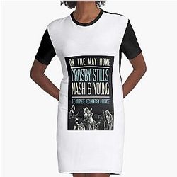 Day Gift For Crosby Stills Nash And Young Music Band Vintage Photograp Graphic T-Shirt Dress