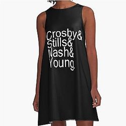 Funny Gift For Crosby Stills Nash And Young Vintage Photograp A-Line Dress