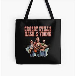 Crosby Stills Nash & Young  All Over Print Tote Bag