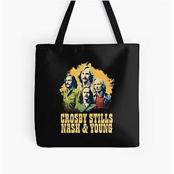 Crosby Stills Nash & Young  All Over Print Tote Bag