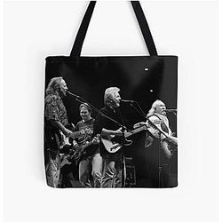 Crosby, Stills and Nash - BW Photograph All Over Print Tote Bag