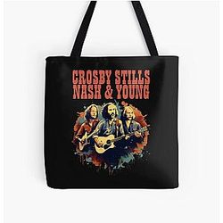 Crosby Stills Nash & Young  All Over Print Tote Bag