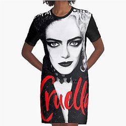 뚱 베어 Cruella 빈티지 그래픽 티셔츠 드레스