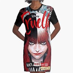Cruella de Vil Grafisches T-Shirt Kleid
