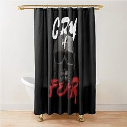 Cry of Fear, Creepy Skull, Dead Doll, Dreadful Gaze, Scary Skull, Living dead, Dark skull, Zombie, Nightmare, Dark Skeleton, Scary Shower Curtain
