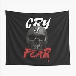 Cry of Fear, Creepy Skull, Dead Doll, Dreadful Gaze, Scary Skull, Living Dead, Dark Skull, Zombie, Nightmare, Dark Skeleton Tapestry