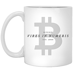 Bitcoin Merch - Vires in numeris 11 oz. White Mug TCP1607