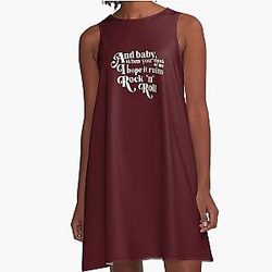 Daisy Jones & The Six Riley Keough Aesthetic Lyrics Brown A-Line Dress