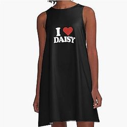 Daisy Jones & The Six Aesthetic I Love Merch Black A-Line Dress