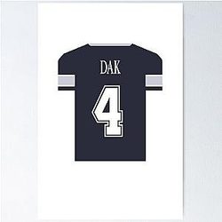 Dak Prescott Blue Jersey Poster