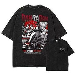 Bold Red Character Print PTTT1304 Washed  Dandadan T-Shirts