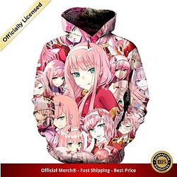 Darling In The Franxx Zero Two (002) Pink Girls Face Hoodie