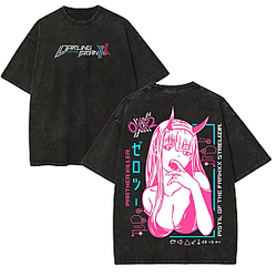Anime Retro PTTT2404 Washed  Darling In The Franxx T-Shirts