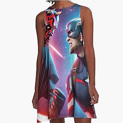 Captain America vs Darth Maul A Line Dress