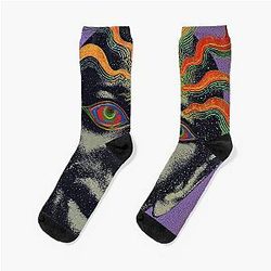 Surreal Fiery Waves Dave Chappelle - Psychedelic Abstract Retro Art Socks