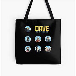 Dave the Diver Caratteri Mega Pack Sticker Set Classic Tutto Sopra Stampa Tote Bag