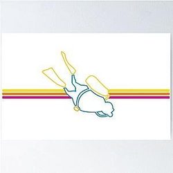 Dave the Diver Inspired Fan Art White Background Poster