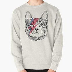 Ziggy Stardust Cat David Bowie Wo  Pullover Sweatshirt