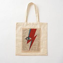 David Bowie Eyes lightning Ziggy Stardust Bowie's Lightning Cotton Tote Bag