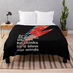 David Bowie T-ShirtHe Thinks He'd Blow Our Minds - David Bowie Throw Blanket