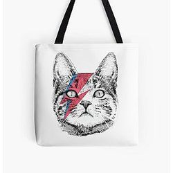Ziggy Stardust Cat  David Bowie Tee, WoAll Sizes All Over Print Tote Bag