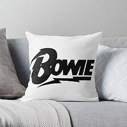 David Bowie Black Script Throw Pillow