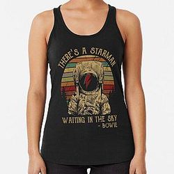 Men Women David Bowie Theres A Atarman    Racerback Tank Top