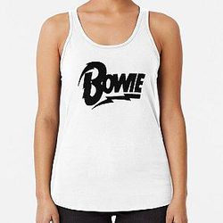 David Bowie Black Script Racerback Tank Top