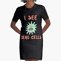 Vedo Dead Cells carino microbiologia grafica t-shirt abito