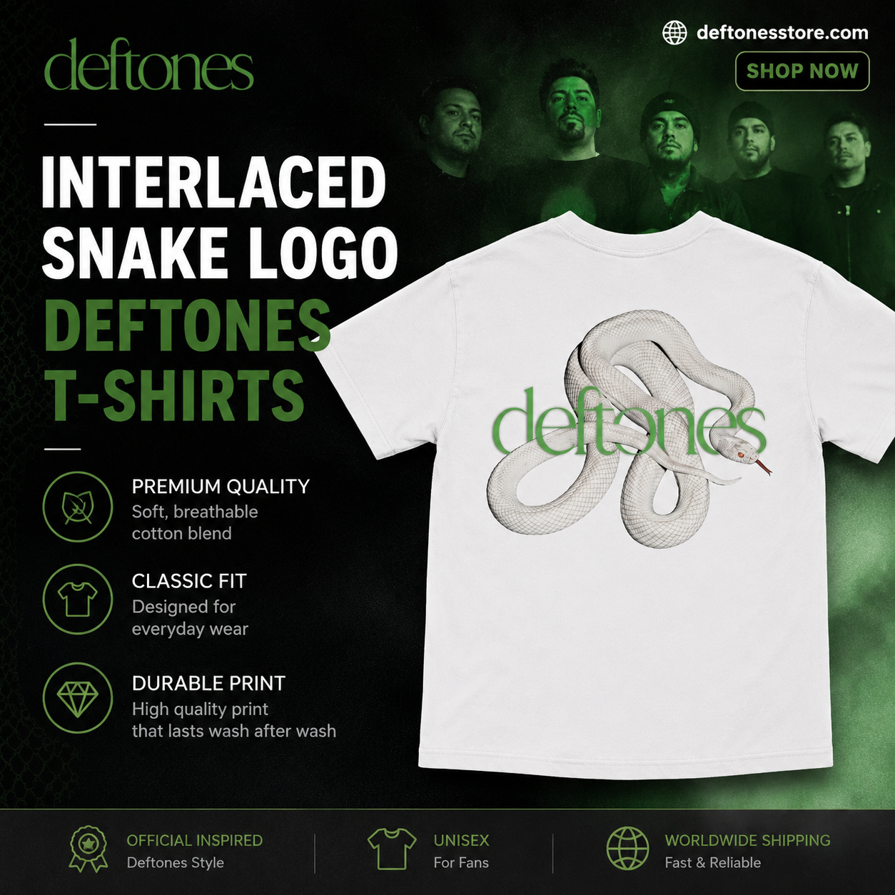 Interlaced Snake Logo DTNk1505 Deftones T-Shirts