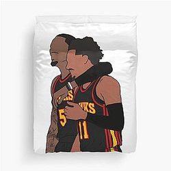 Trae Young & Dejounte Murray Hawks Duvet Cover