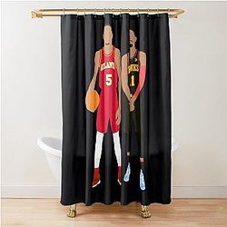 Atlanta Hawks vs Dejounte Murray and Trae Young Shower Curtain