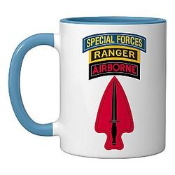 USASOC Shirt - Delta Force - Ranger SF Tab SFOD-D - Classic Ceramic Mug Blue/White