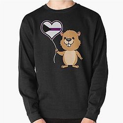 Demisexual Sweatshirts - Beaver Heart Balloon Demisexual Pride Pullover Sweatshirt RB0403