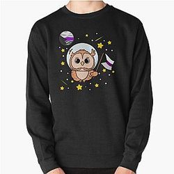 Demisexual Sweatshirts - Owl In Space Demisexual Pride Pullover Sweatshirt RB0403