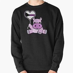 Demisexual Sweatshirts - Hippo Balloon Demisexual Pride Pullover Sweatshirt RB0403