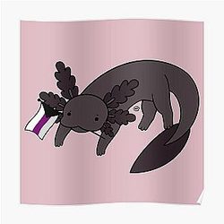 Demisexual Posters - Melanistic Pride Axolotl- Demisexual/Demi Poster RB0403