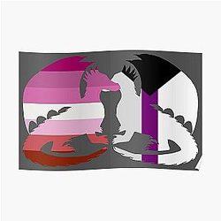 Demisexual Posters - Demisexual Lesbian Pride Dragons Poster RB0403
